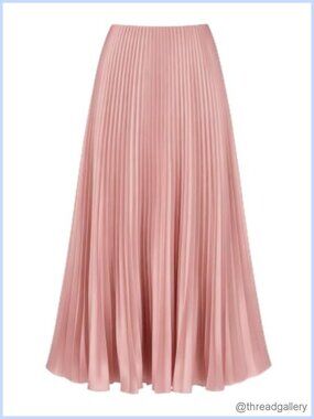 Pleated Satin Silk Maxi Skirt Flowy Long A-Line Skirt